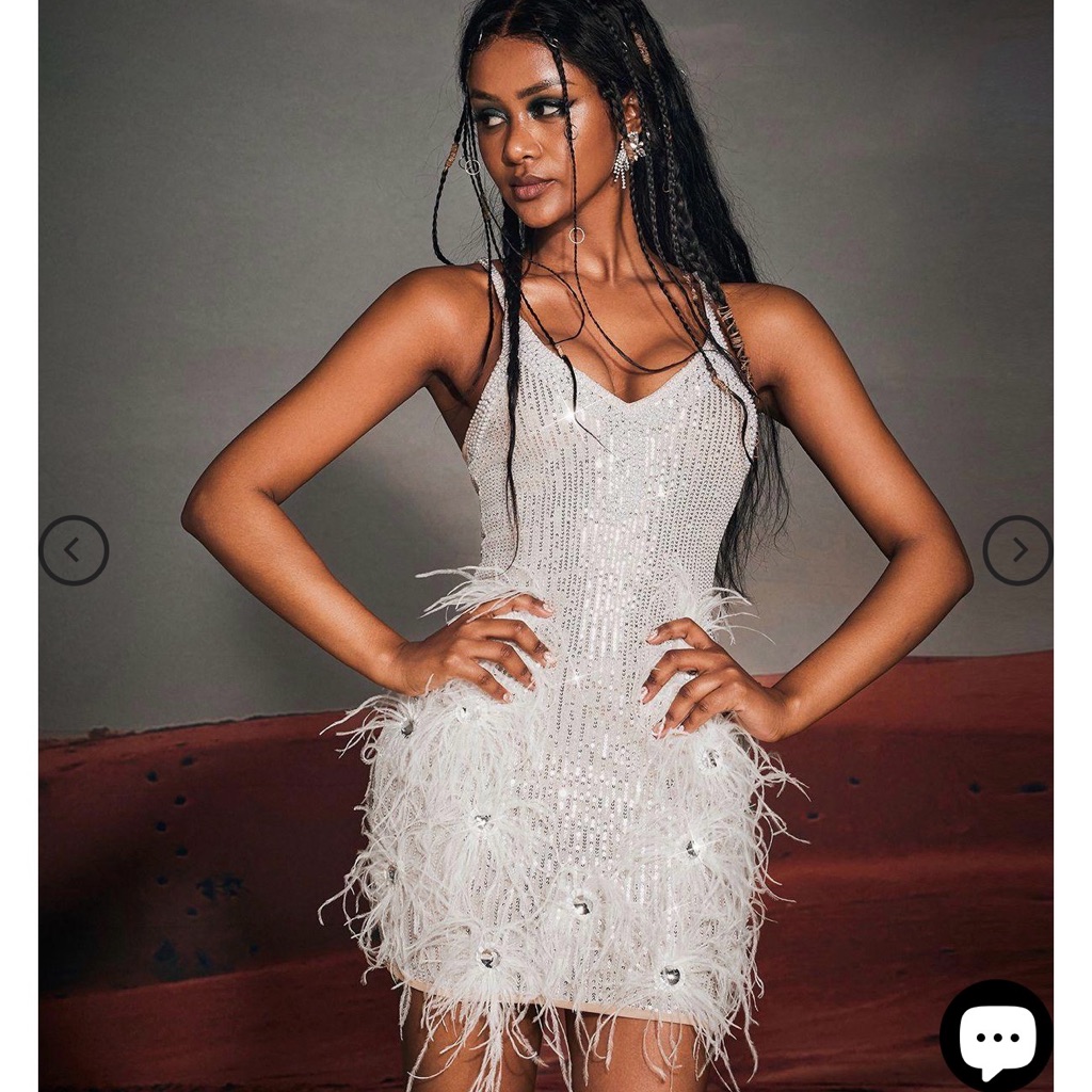 Sequin & Feather White Mini Dress